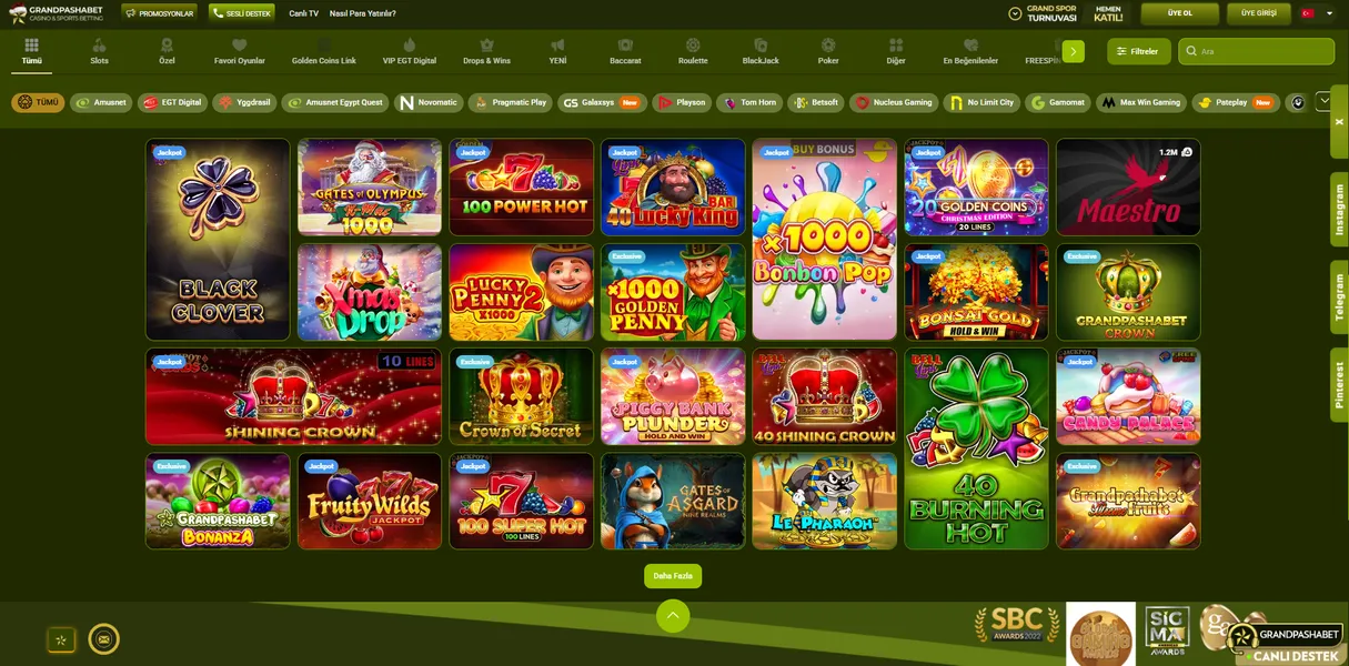 Grandpashabet Slot Oyunları ve Oyun Kategorileri